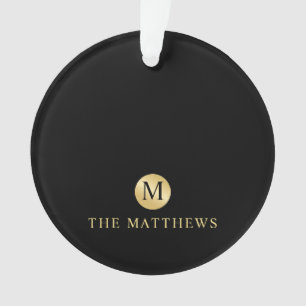 Luxus Black and Gold Personalisiert Monogram Ornament