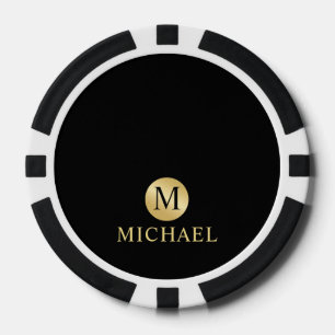 Luxus Black and Gold Personalisiert Monogram Pokerchips