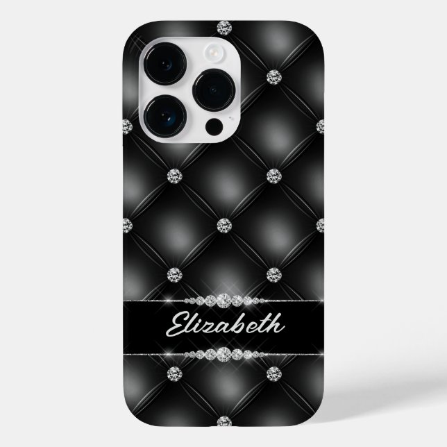 Luxus Black Bling Sparkle Diamond Individuelle Nam Case-Mate iPhone Hülle (Rückseite)