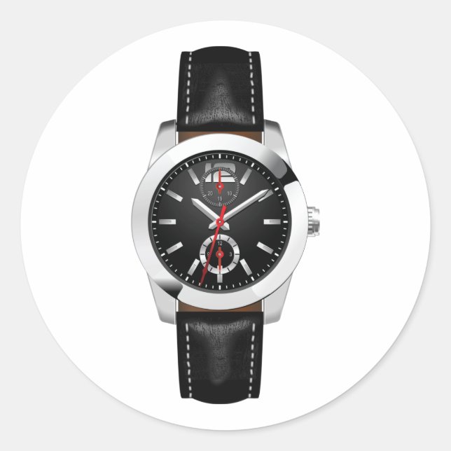 Luxus Black Chronograph Stilvolle Zeit beobachten Runder Aufkleber (Vorderseite)