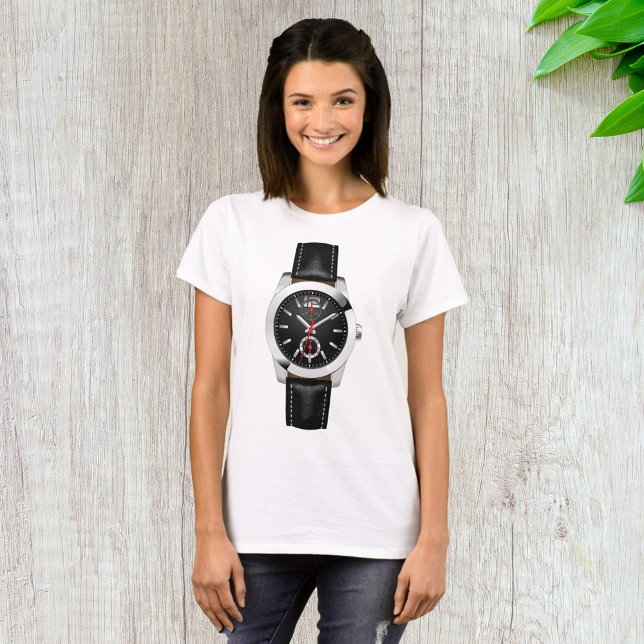 Luxus Black Chronograph Stilvolle Zeit beobachten T-Shirt (Von Creator hochgeladen)