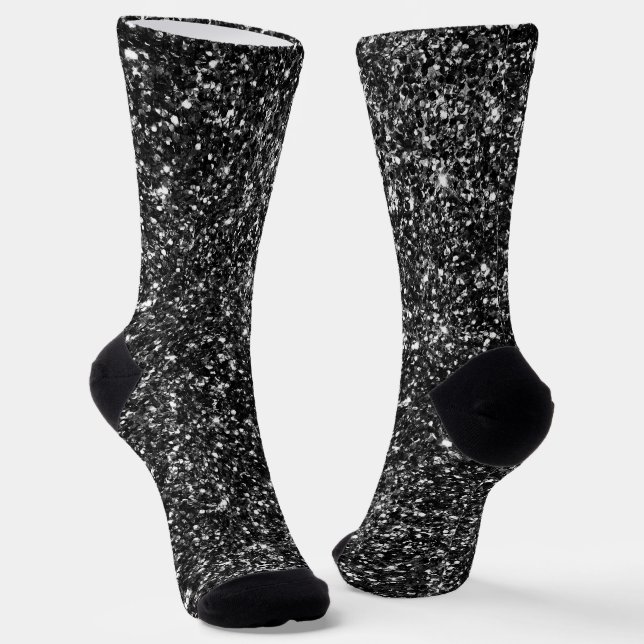 Luxus Black Glitzer Socken (Gewinkelt)