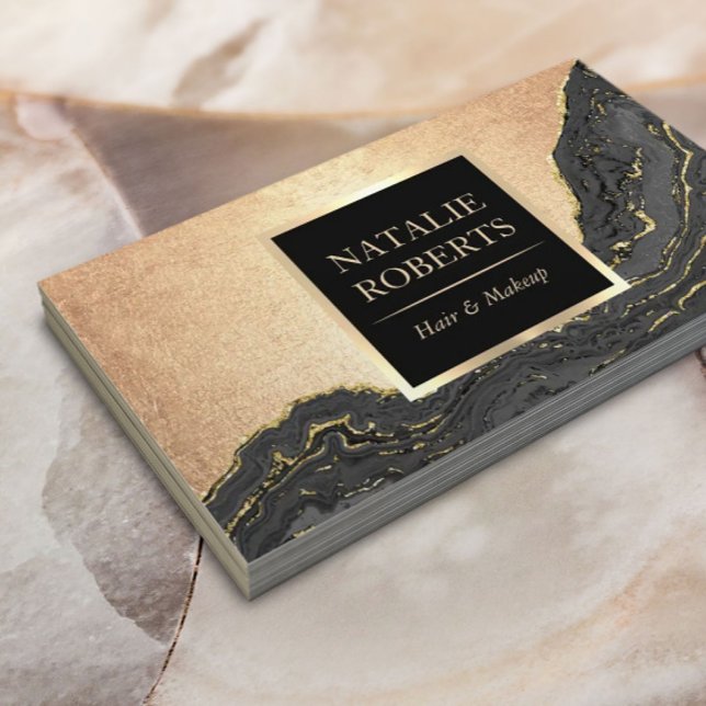 Luxus Black & Gold Beauty Salon Wellness-Center Visitenkarte (Von Creator hochgeladen)