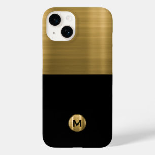 Luxus Black Gold Brushed Metal Monogram Case-Mate iPhone 14 Hülle
