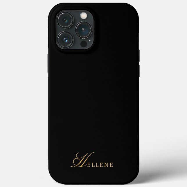 Luxus Black & Gold Chic Script Monogram Case-Mate iPhone Hülle (Rückseite)