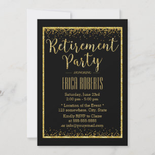Luxus Black Gold Confetti Gerahmtes Party für die  Einladung