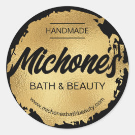 Luxus Black Gold Foil Modernes, maßgeschneidertes  Runder Aufkleber