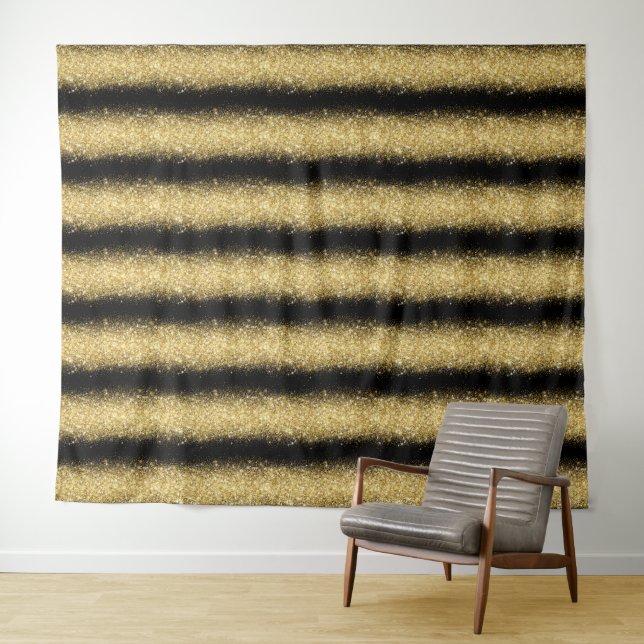 Luxus Black Gold Glitzer Wandteppich (Beispiel (Horizontal))