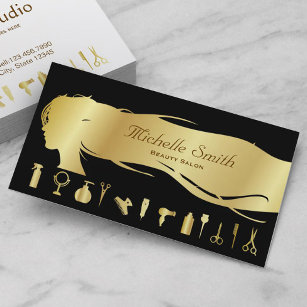 Luxus Black Gold Haar Stylist Schönheitssalon Visitenkarte