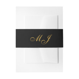 Luxus Black Gold Kalligraphie Bride Groom Monogram Einladungsbanderole