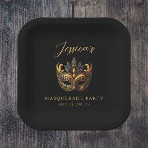 Luxus Black Gold Maske Themenparty Pappteller