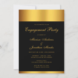 Luxus Black Gold Monogram Engagement Party Einladung