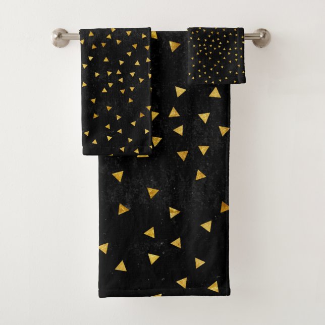 Luxus Black Gold Premium Modern Einfach Badhandtuch Set (Insitu)