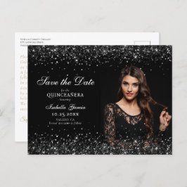 Luxus Black Gold Quinceañera Save the Date Postkarte