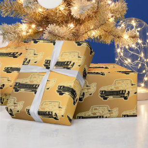 Luxus Black Gold Vintage Car Geschenkpapier