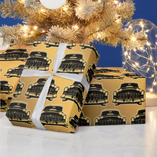 Luxus Black Gold Vintage Car Geschenkpapier