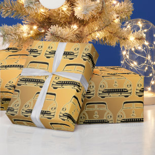 Luxus Black Gold Vintage Car Geschenkpapier