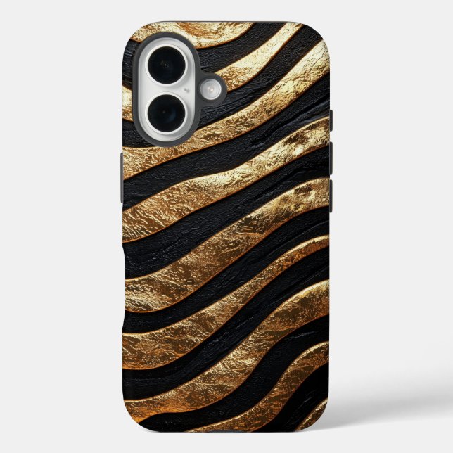 Luxus Black & Gold Zebra Stripes Handy Fall Case-Mate iPhone Hülle (Rückseite)