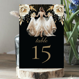 Luxus Black Ivory & Gold Quinceñera Tischnummer