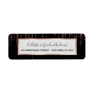 Luxus Black Rose Gold Funkelnd Glitzer Fringe