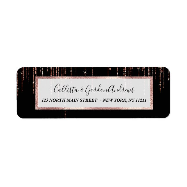 Luxus Black Rose Gold Funkelnd Glitzer Fringe (Vorne)