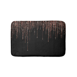 Luxus Black Rose Gold Funkelnd Glitzer Fringe Badematte