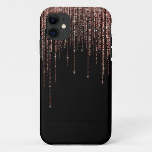 Luxus Black Rose Gold Funkelnd Glitzer Fringe Case-Mate iPhone Hülle