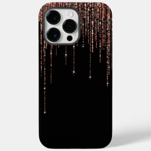 Luxus Black Rose Gold Funkelnd Glitzer Fringe Case-Mate iPhone 14 Pro Max Hülle