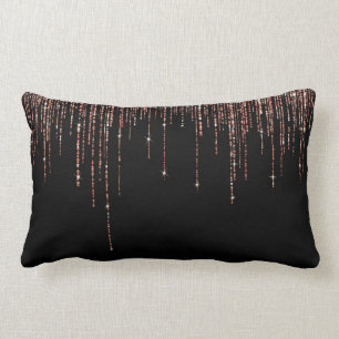 Luxus Black Rose Gold Funkelnd Glitzer Fringe Lendenkissen