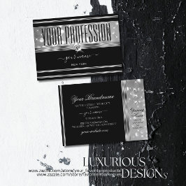 Luxus Black Silver Glitzer Sparkle Stars Diamanten Visitenkarte