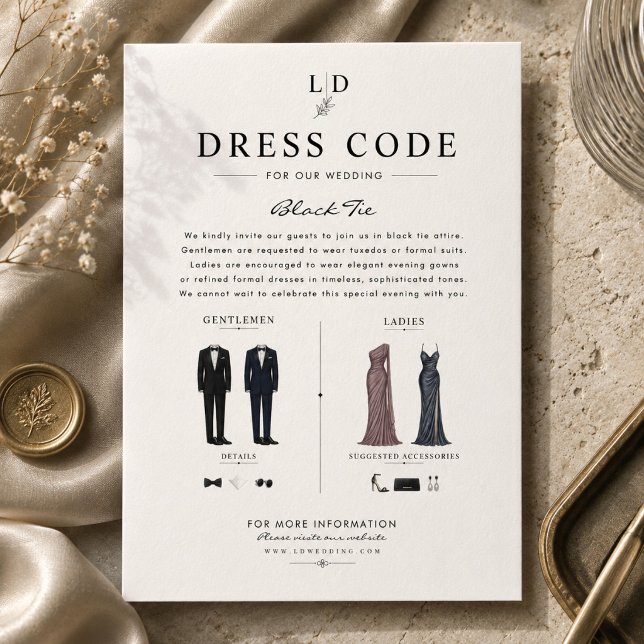 Luxus-Black-Tie-Hochzeitskleidungs-Code-Anleitung  Begleitkarte (Von Creator hochgeladen)