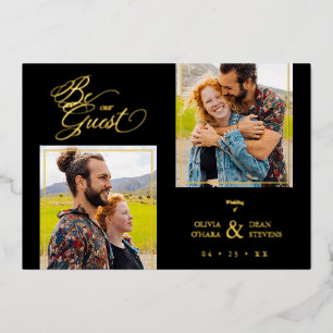 Luxus Black Trendy 2 Fotos Golden Folieneinladung