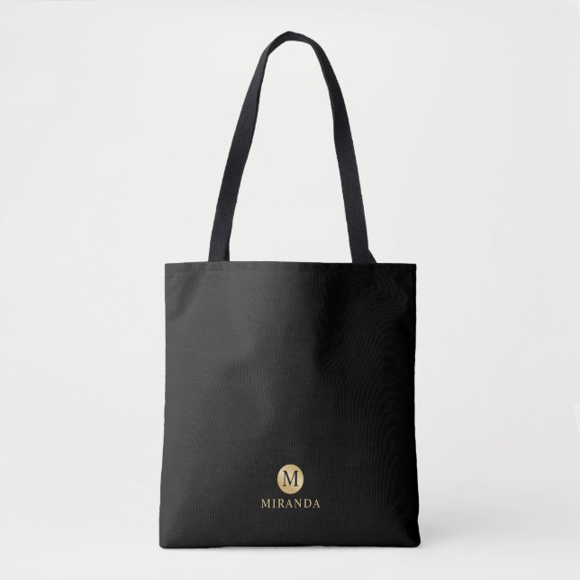 Luxus Black und Gold Personalisiert Monogramm (Vorderseite)