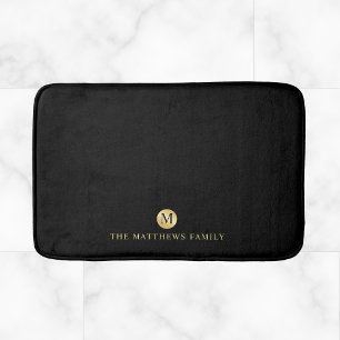 Luxus Black und Gold Personalisiert Monogramm Badematte