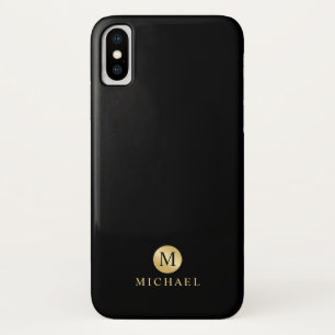 Luxus Black und Gold Personalisiert Monogramm iPhone X Hülle