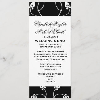 Luxus Black Wirbel Damask Menü Menükarte
