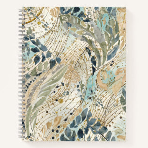 Luxus-Blattmuster mit Gold, Salbei, Beige-Farbe Notizbuch