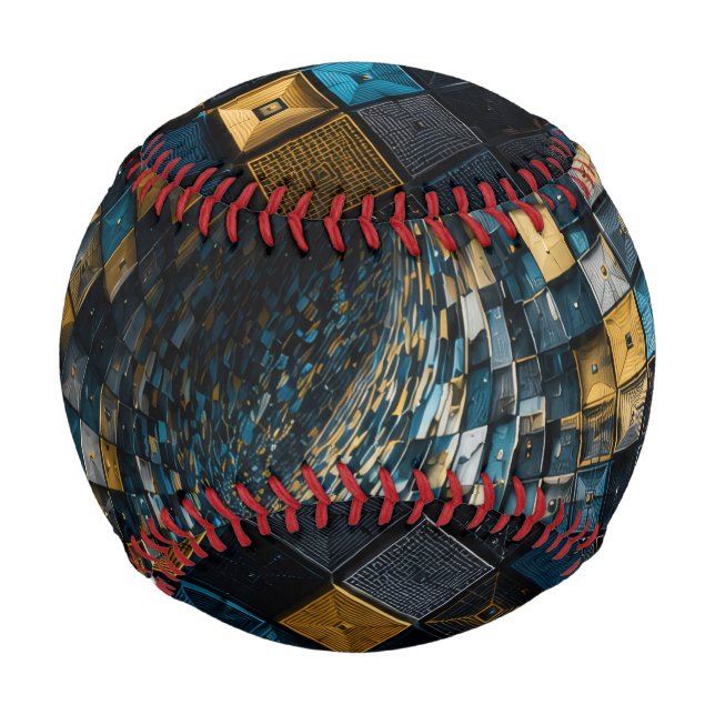 Luxus Blau Gold Geometrischer Vortex  Baseball (Vorderseite)