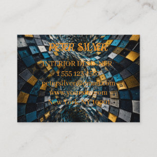 Luxus Blau Gold Geometrischer Vortex Visitenkarte