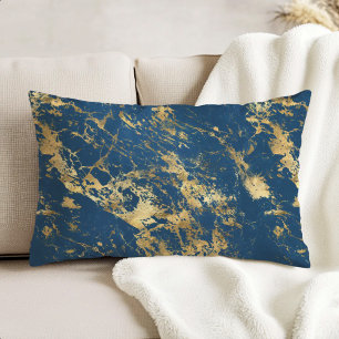 Luxus Blau Gold Marmor Dekokissen