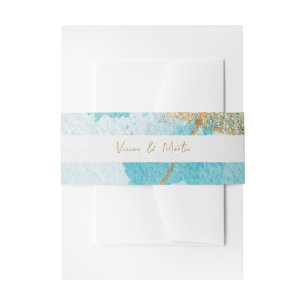 Luxus Blau & Golden Watercolor Abstrakt Einladungsbanderole
