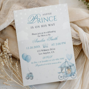 Luxus Blau Kleiner Prinz Echtes Foil Baby Shower Folieneinladung