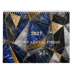 Luxus Blau Schwarz & Gold 2027 Abstrakter Kunstkal Kalender