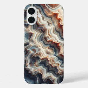 Luxus-Blau- und Bernstein-Achat-Handyhülle - Kompl iPhone 16 Plus Hülle