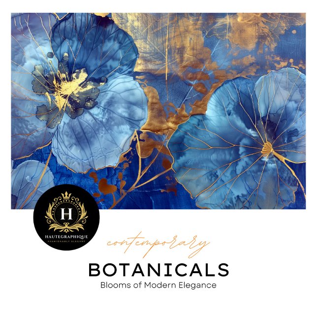 Luxus Blau und Gold Blumendekoupage Seidenpapier (Von Creator hochgeladen)