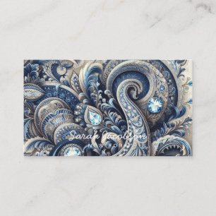 Luxus Blau und Weiß Paisley Diamant Visitenkarte