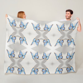 Luxus Blue Butterfly Design Fleecedecke