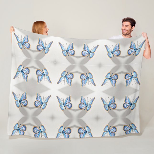 Luxus Blue Butterfly Design Fleecedecke (Beispiel)