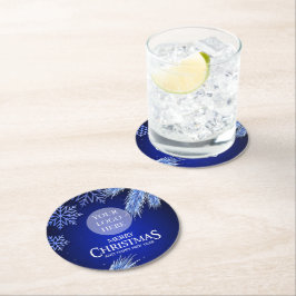 Luxus Blue Company Weihnachts-Logo Runder Pappuntersetzer