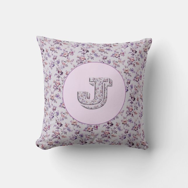Luxus-Blume Monogram J Kissen (Vorderseite)